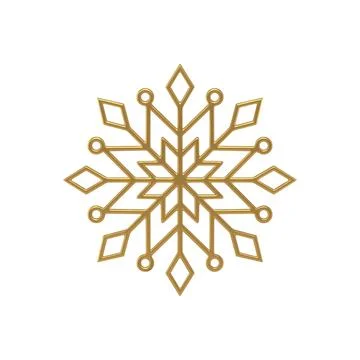 Decorative golden snowflake pattern realistic vector illustration. Glossy tra Illustrazione stock