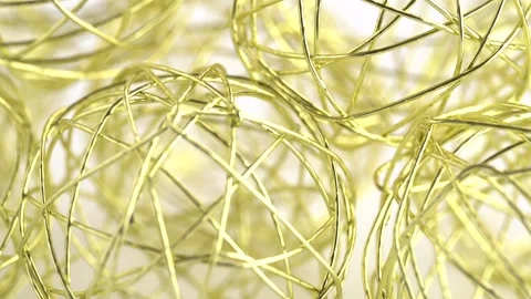 Decorative golden wire spheres, rotating. Thin golden wire ball, abstract b.. Stock Footage 272436005