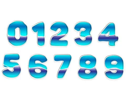 Decorative gradient blue numbers isolated on white background. Stock Illustration