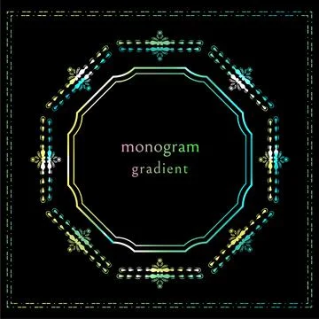 Decorative gradient monograms, frames. Green, white and light green color. Mo Stock Illustration