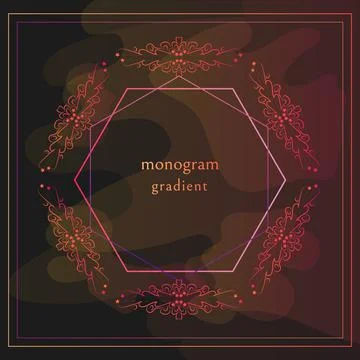 Decorative gradient monograms, frames. Pink and red. Modern design style. Pre Stock Illustration