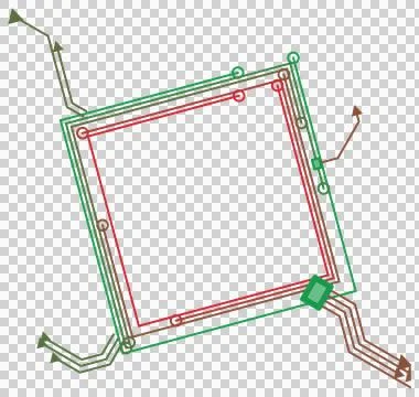 Decorative gradient square made of circuit trace outline Stock Photos