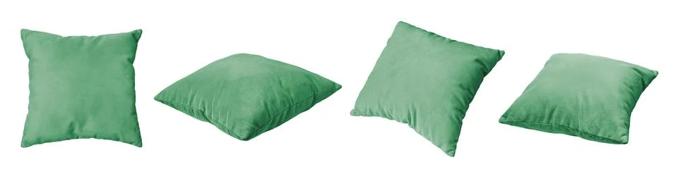 Decorative green rectangular pillow for sleeping and resting isolated on wh.. Stock Photos