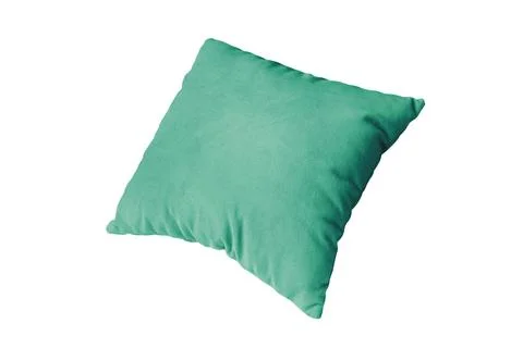 Decorative green rectangular pillow for sleeping and resting isolated on wh.. Stock Photos