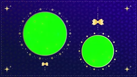Decorative Green Screen Circles with Golden Stars and Bows on a Dark Blue 스톡 동영상 338424345
