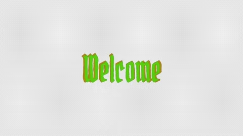 A decorative green "Welcome" scribble text animation, outlined in yellow Stock Footage 318753394