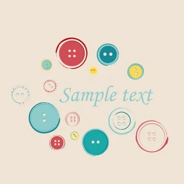 Decorative Group of Sewing Buttons with Sample Text Stock Illustration