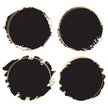 Decorative grunge design elements - black paint artistic round frames Stock Illustration