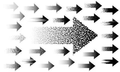 Decorative grunge set with halftone dissolve gradient effect. A large set of Stock Illustration