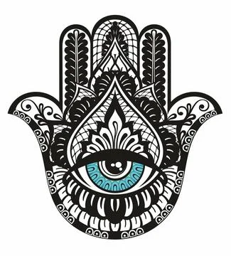 Decorative hamsa . Tattoo design. Stock Illustration