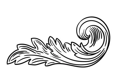 Decorative hand drawing scroll vintage leaf design element Stock Illustration