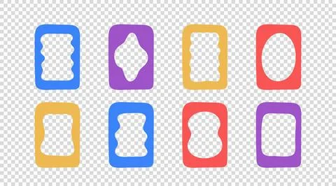 Decorative hand drawn color rectangle frames for note, text box set. Abstract Stock Illustration