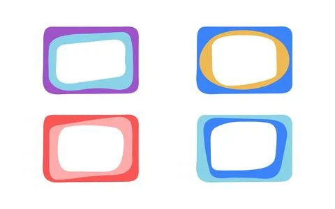 Decorative hand drawn color rectangle frames for note, text box set. Abstract Stock Illustration