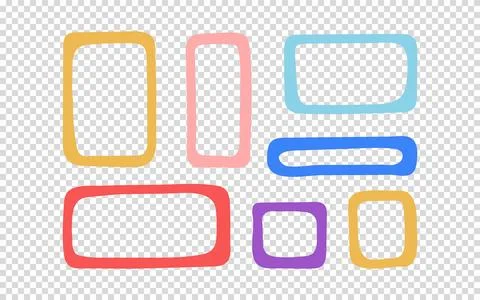 Decorative hand drawn color rectangle frames for note, text box set. Abstract Stock Illustration