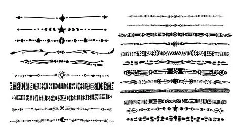 Decorative Hand Drawn Divider Borders and Ornamental Line Set 스톡 일러스트