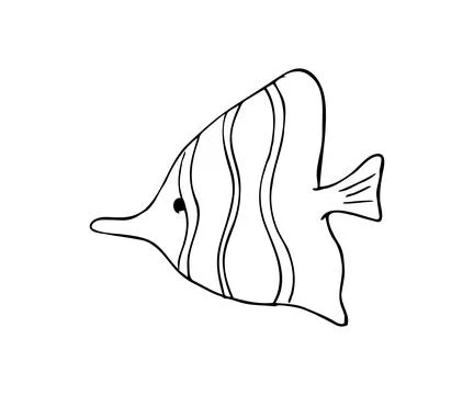 Decorative hand-drawn fish illustration with ornamental details and flowing.. Stock Illustration