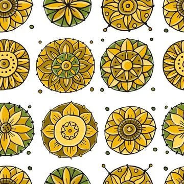 Decorative hand drawn floral mandala. Icons collection for your design Stock Illustration