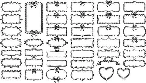 Decorative Hand-Drawn Frames and Borders Collection: Elegant, Vintage, and .. Ilustração Stock