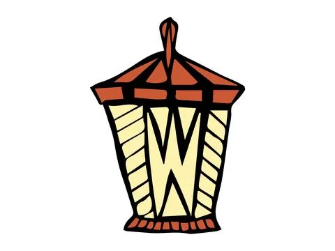 Decorative hand-drawn lantern isolated on a white background. Concept of illu Stock Illustration
