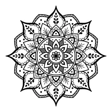 Decorative hand-drawn pattern in the form of mandala Stock Illustration