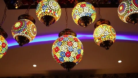 Decorative hanging lamp shades Stock Footage 74376340