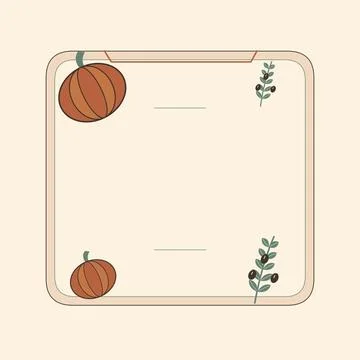 Decorative harvest frame with pumpkins and leaves. Editable ornamental frame  Stock Illustration