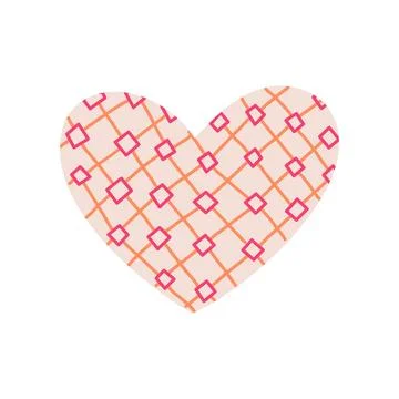 Decorative Heart with Geometric Grid Pattern for Valentine Design 스톡 일러스트