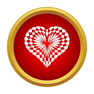 Decorative heart icon with ornate pattern in red circle Stock Illustration