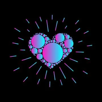 Decorative Heart with rays. Vector Icon. Valentine Day. Stock Illustration