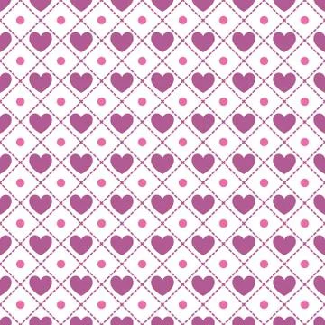 Decorative Heart Seamless Pattern Vector on Isolated White Background Stock Illustration