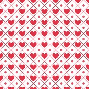 Decorative Heart Seamless Pattern Vector on Isolated White Background Stock Illustration
