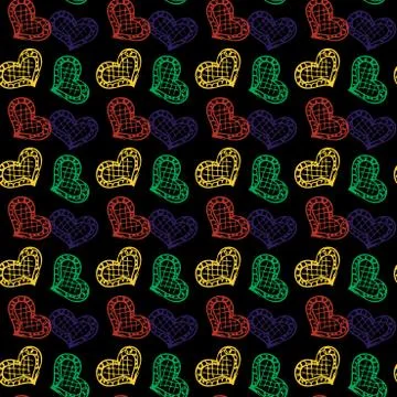 Decorative hearts seamless vector pattern Stock Illustration