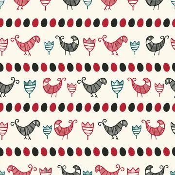 Decorative hen and eggs  pattern Stock Illustration