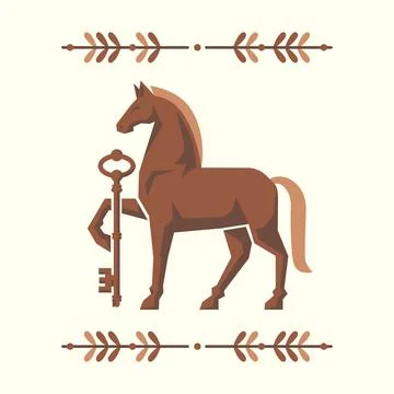 Decorative horse with key vector Stock Illustration