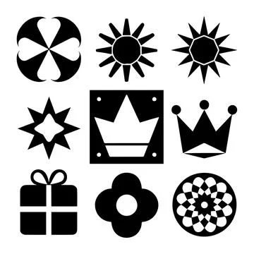 Decorative icon set flower star sun symbol collection design Stock Illustration