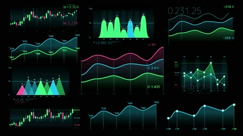 Decorative infographics from linear and candle charts Stock Footage 111458786