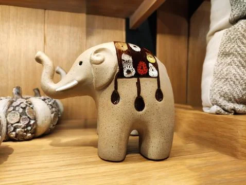Decorative interior statuette of an elephant with patterned ornament Stock Photos