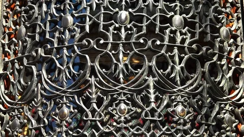 Decorative iron grating. 4K. Stock Footage 82673680