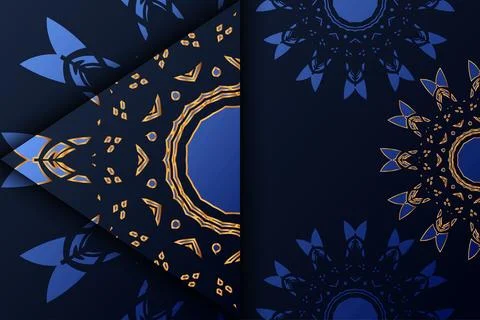 Decorative Islamic Mandala Design With Diamond Shaped Blue Frames 스톡 일러스트