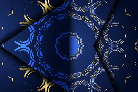 Decorative Islamic Mandala Design With Diamond Shaped Blue Frames 스톡 일러스트