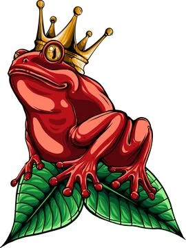 Decorative isolated frog with crown on the leaf. Vector illustration Stock Illustration