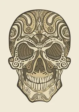Decorative isolated human skull Stock Illustration