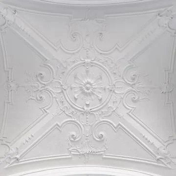 Decorative item ceiling socket made of white plaster. Relief stucco interior Stock Photos