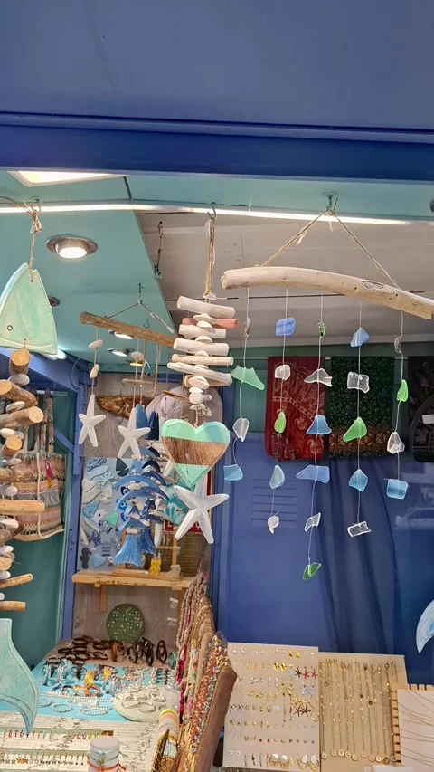 Decorative items made from sea glass and shells tvai Stock Footage 337355443