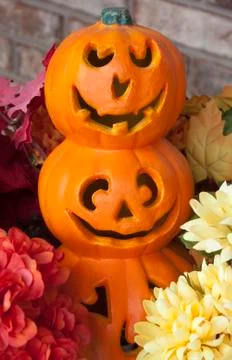 Decorative jack-o-lanterns Stock Photos