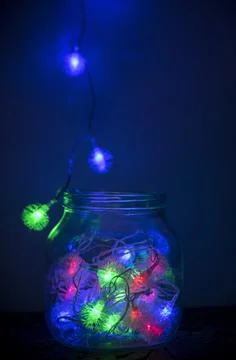 Decorative Jar of Lights Stock Photos