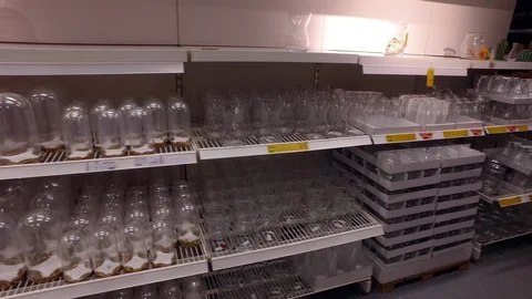 Decorative jars on the shelf of the store Stock-Footage 79190784