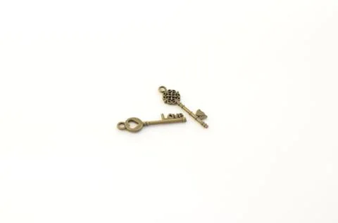 Decorative keys of different sizes, stylized antique. 库存照片