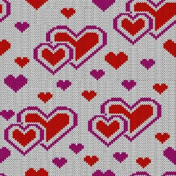 Decorative knitting seamless pattern for Valentine's Day Stock Illustration