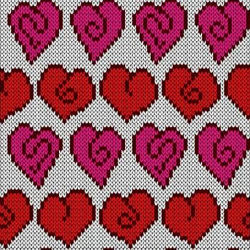 Decorative knitting seamless pattern for Valentine's Day with abstract hearts イラスト素材